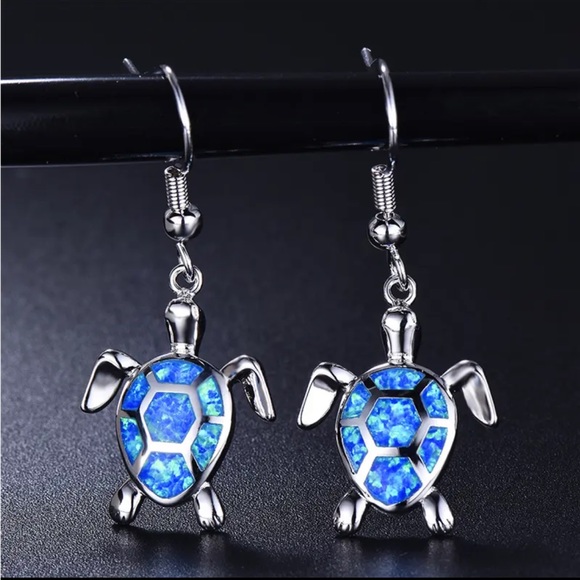 Jewelry - Sterling Silver Blue Turtle Earrings